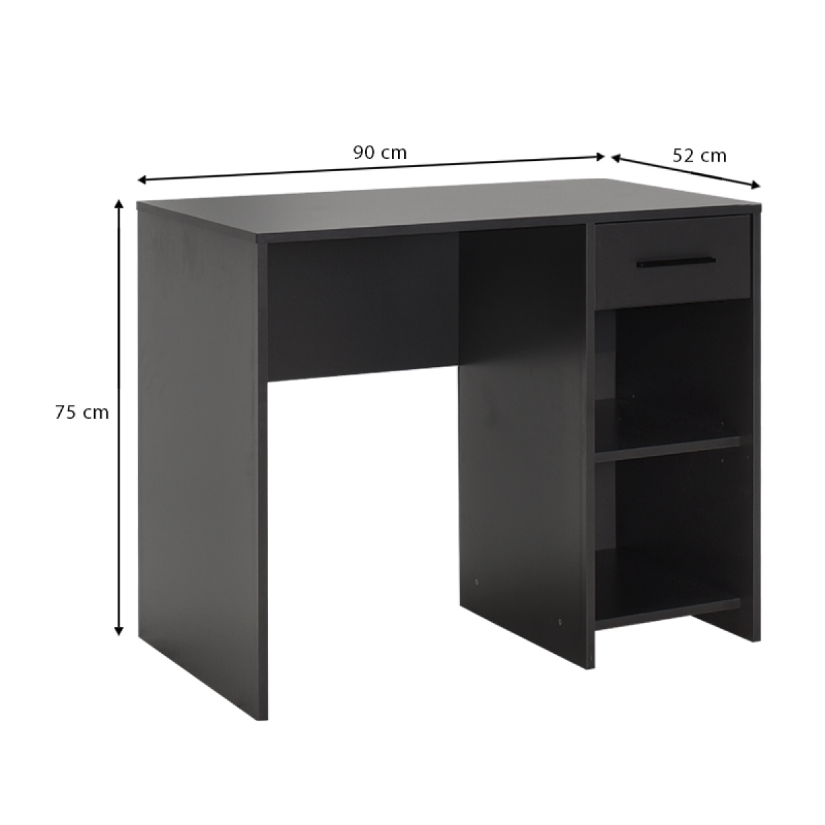 Γραφείο εργασίας Concept Megapap από μελαμίνη σε χρώμα ανθρακί 90x52x75εκ. - Image 3