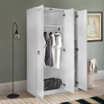 Ντουλάπα ρούχων Hampton Megapap τρίφυλλη χρώμα λευκό 103x52x185εκ. - Image 2