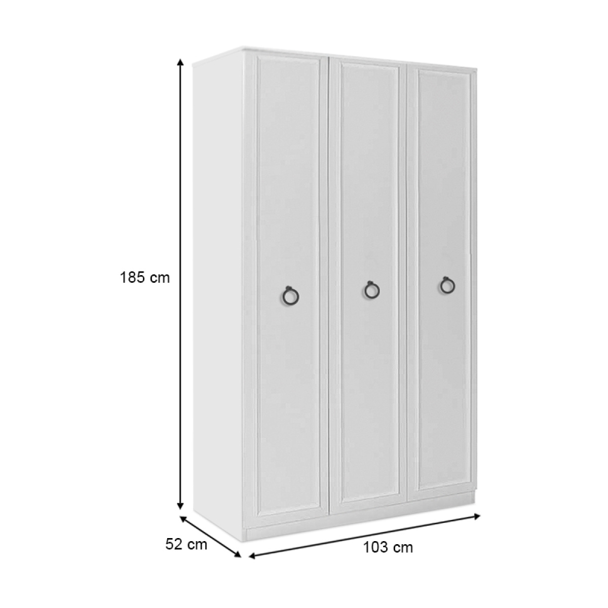 Ντουλάπα ρούχων Hampton Megapap τρίφυλλη χρώμα λευκό 103x52x185εκ. - Image 6