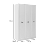 Ντουλάπα ρούχων Hampton Megapap τρίφυλλη χρώμα λευκό 103x52x185εκ. - Image 6