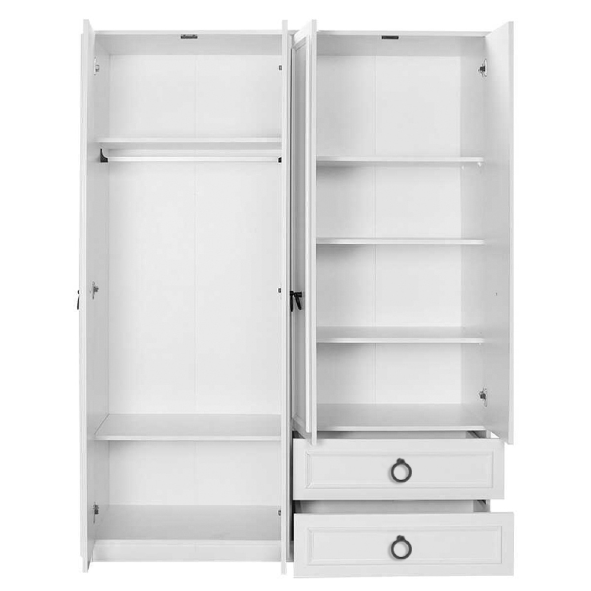 Ντουλάπα ρούχων Hampton Megapap τετράφυλλη χρώμα λευκό 140x52x185εκ. - Image 4