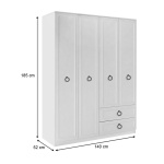 Ντουλάπα ρούχων Hampton Megapap τετράφυλλη χρώμα λευκό 140x52x185εκ. - Image 6