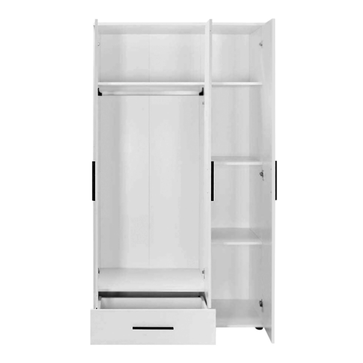Ντουλάπα ρούχων Bianco Megapap τρίφυλλη χρώμα λευκό 103x52x187εκ. - Image 4