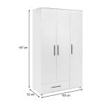 Ντουλάπα ρούχων Bianco Megapap τρίφυλλη χρώμα λευκό 103x52x187εκ. - Image 5