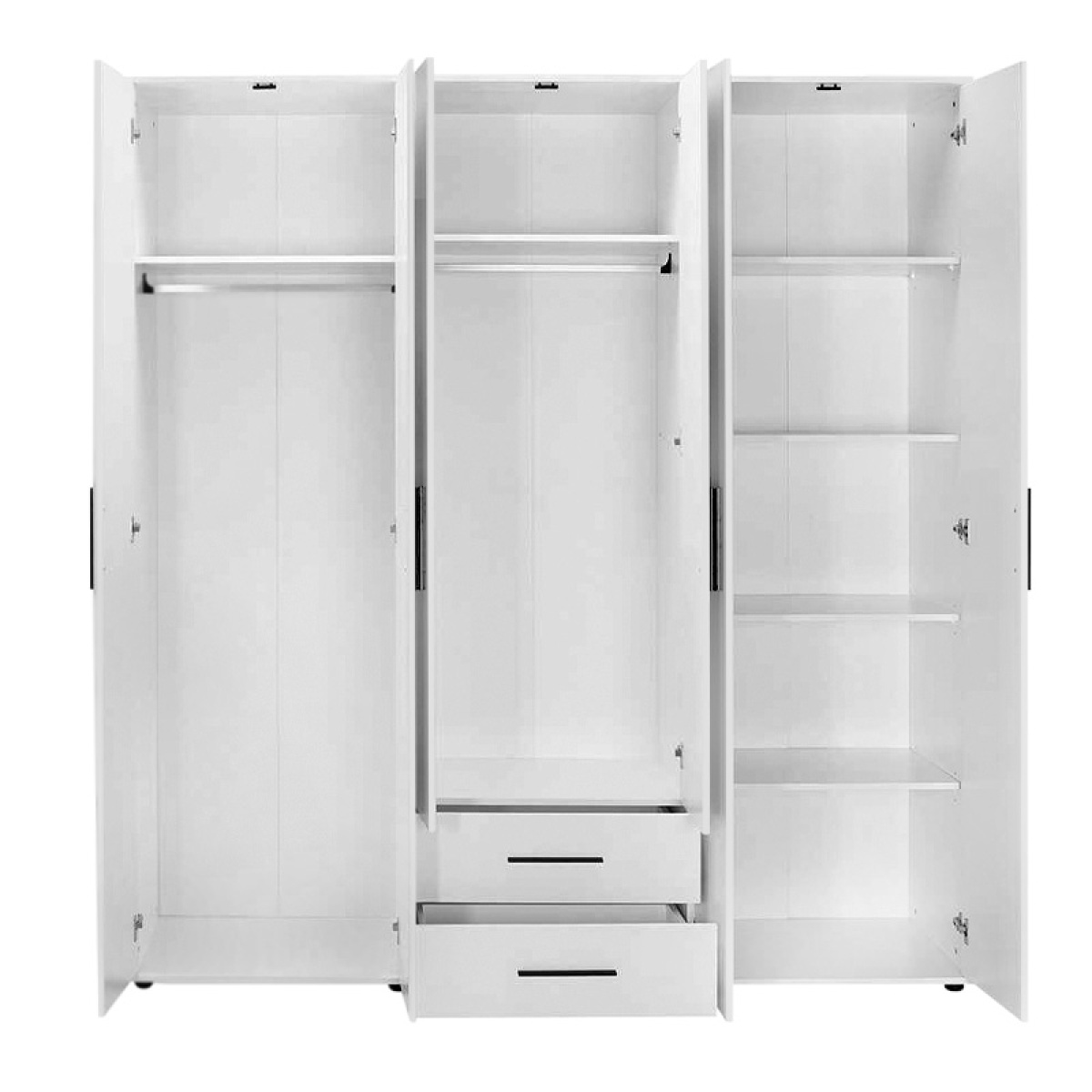 Ντουλάπα ρούχων Bianco Megapap εξάφυλλη χρώμα λευκό 206x52x213εκ. - Image 4