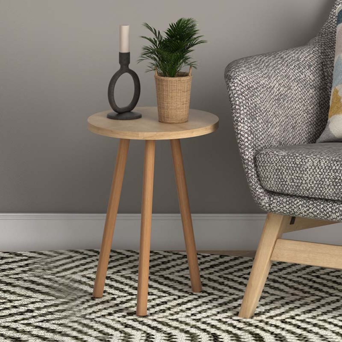 Βοηθητικό τραπεζάκι Roma Megapap από μελαμίνη χρώμα pine oak 33,5x33,5x46εκ. - Image 2