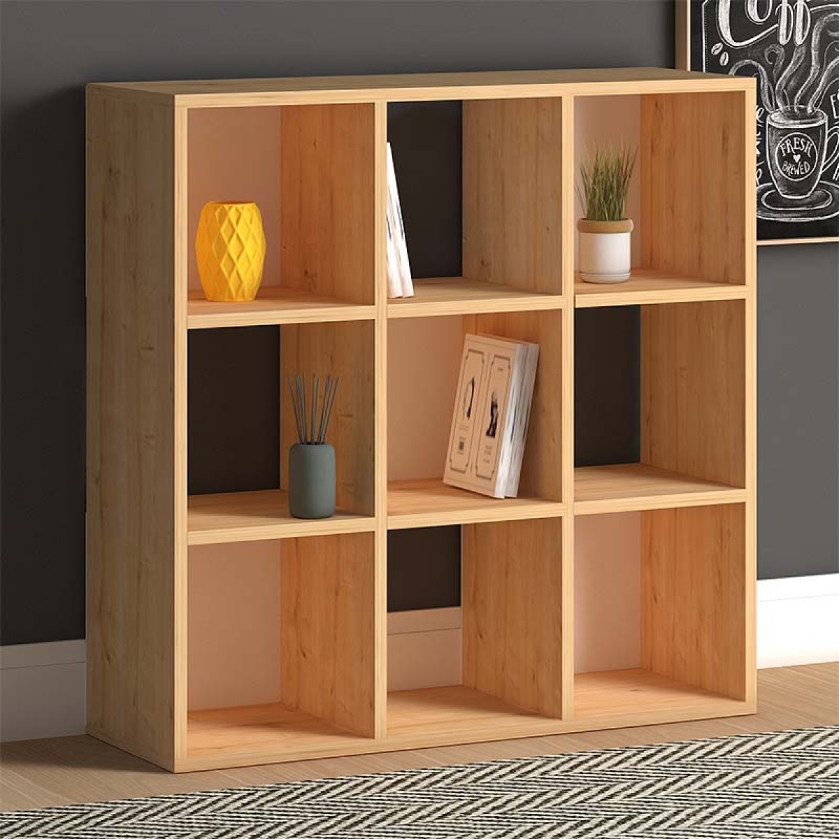 Βιβλιοθήκη Cube Megapap από μελαμίνη χρώμα oak 90x30x90εκ. - Image 2
