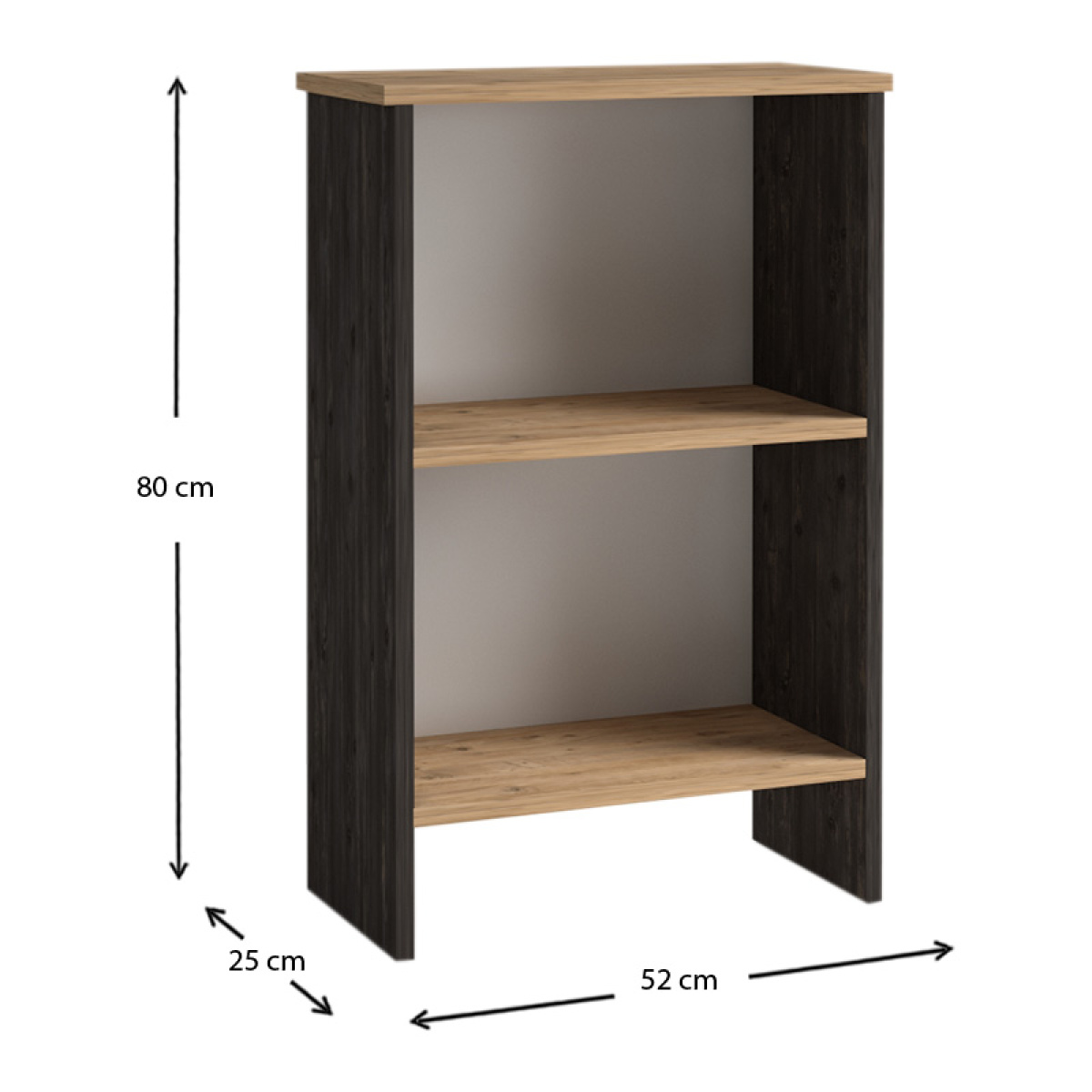 Βιβλιοθήκη μελαμίνης Flora Megapap χρώμα industrial grey - oak 52x25x80εκ. - Image 5