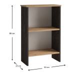 Βιβλιοθήκη μελαμίνης Flora Megapap χρώμα industrial grey - oak 52x25x80εκ. - Image 5