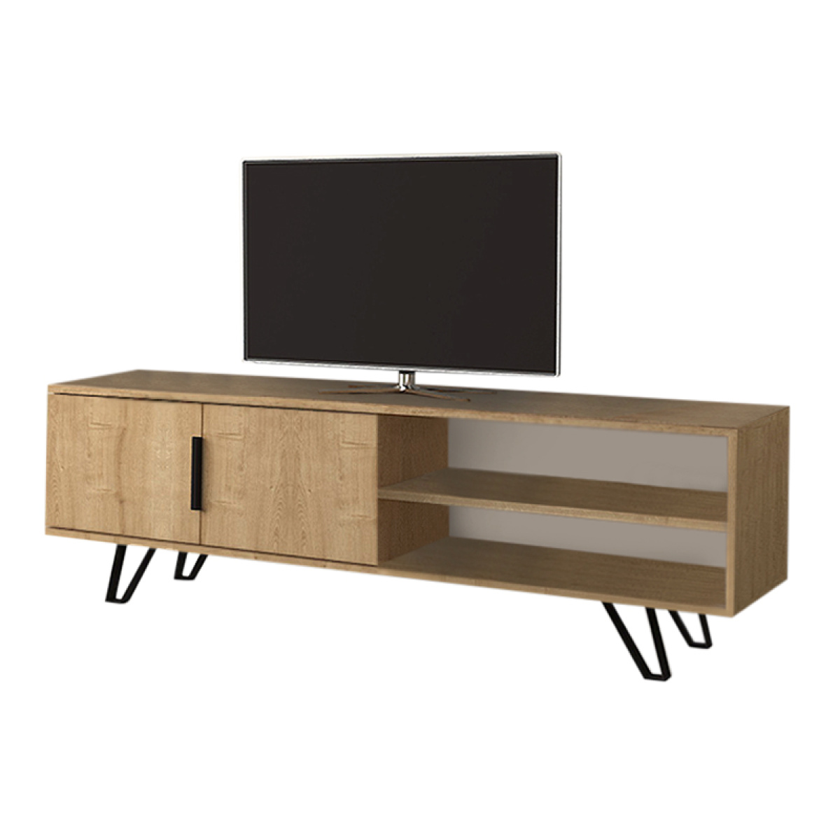 Έπιπλο τηλεόρασης Foot Megapap από μελαμίνη χρώμα sonoma 160x35x49εκ. - Image 3