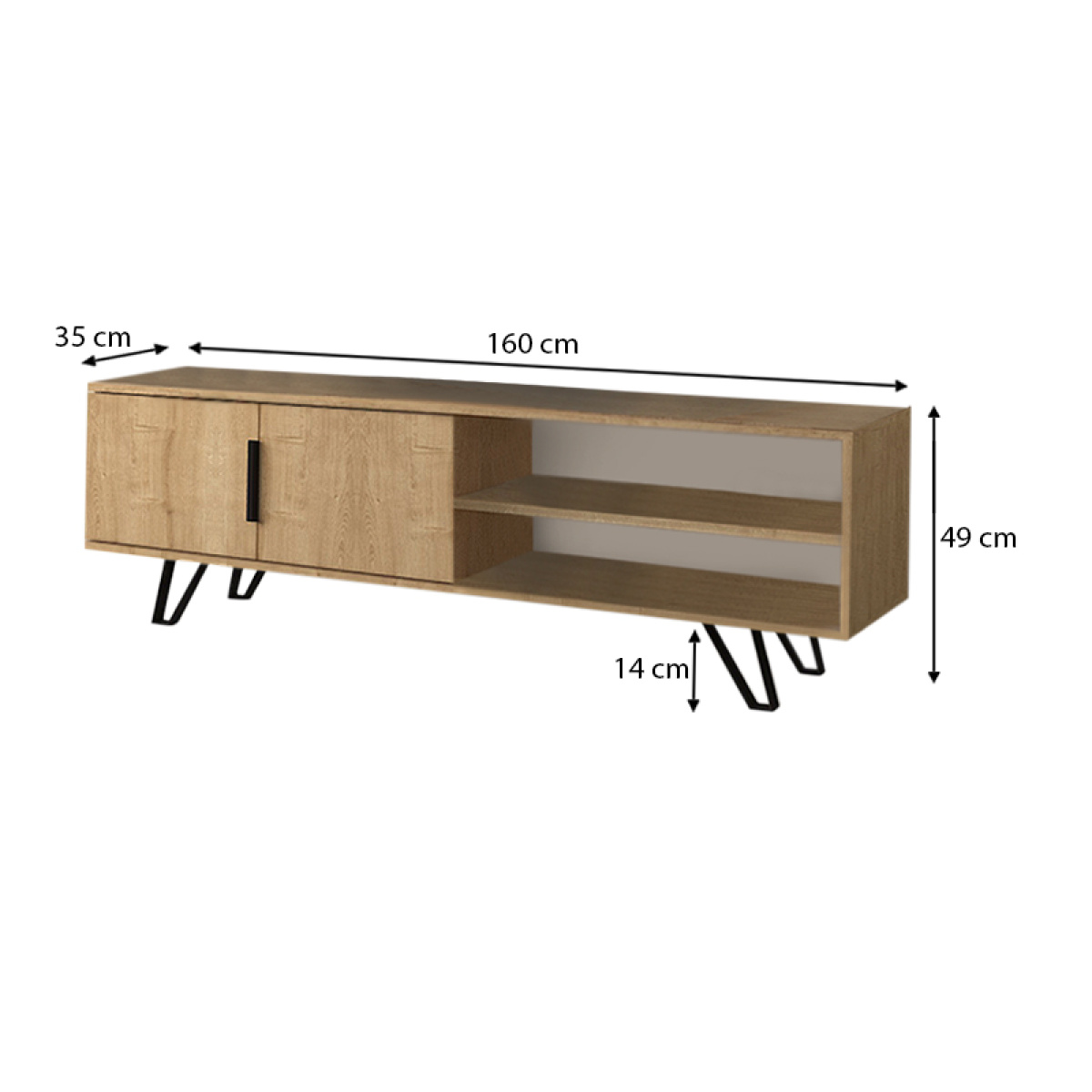 Έπιπλο τηλεόρασης Foot Megapap από μελαμίνη χρώμα sonoma 160x35x49εκ. - Image 4