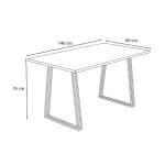Τραπέζι Gable Megapap μεταλλικό - μελαμίνης χρώμα sonoma - ανθρακί 140x80x76εκ. - Image 4