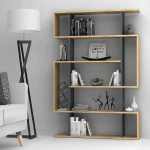 Βιβλιοθήκη μελαμίνης Clint Megapap χρώμα sonoma - ανθρακί 108x25x161εκ. - Image 2