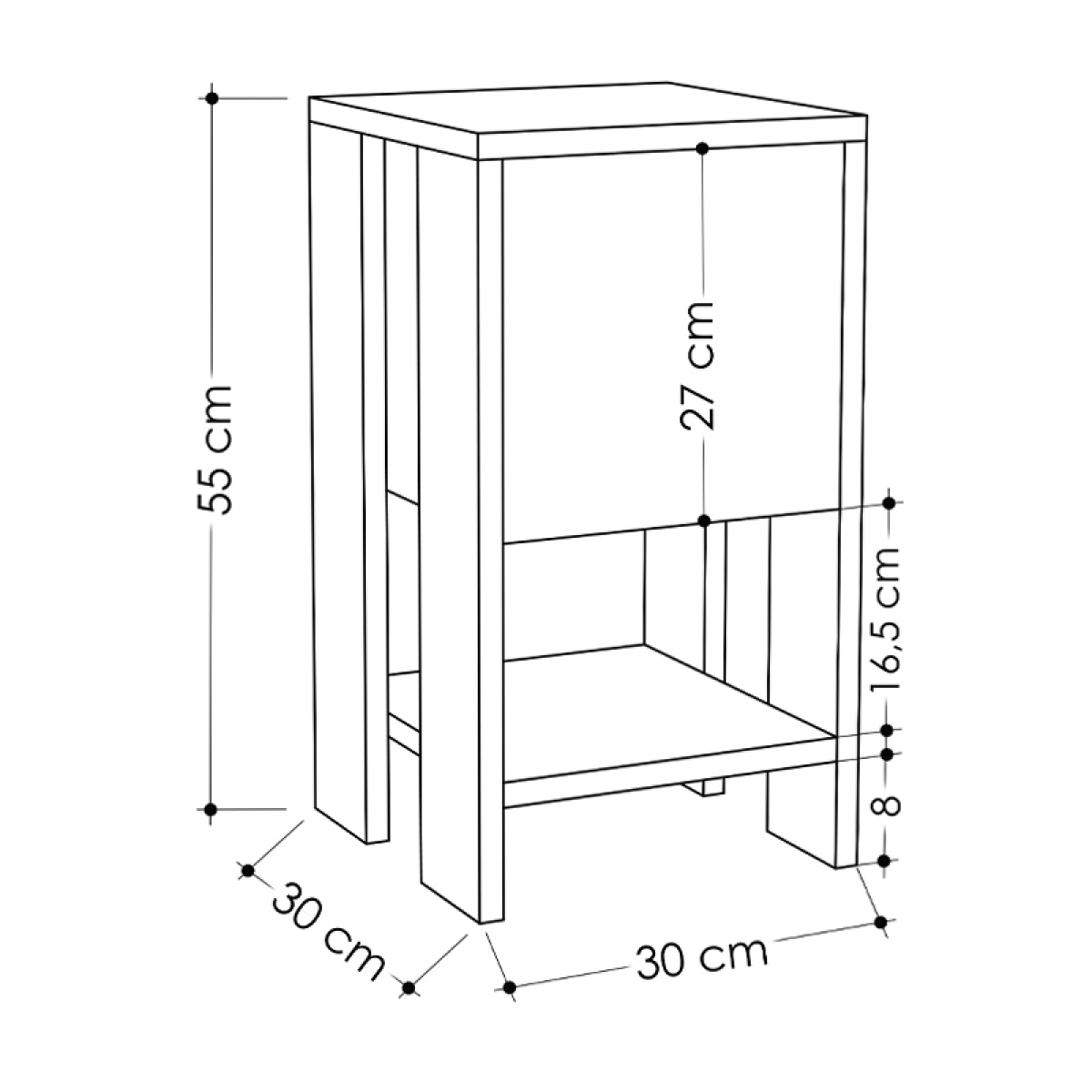 Κομοδίνο Ema Megapap χρώμα sapphire oak - λευκό 30x30x55εκ. - Image 6