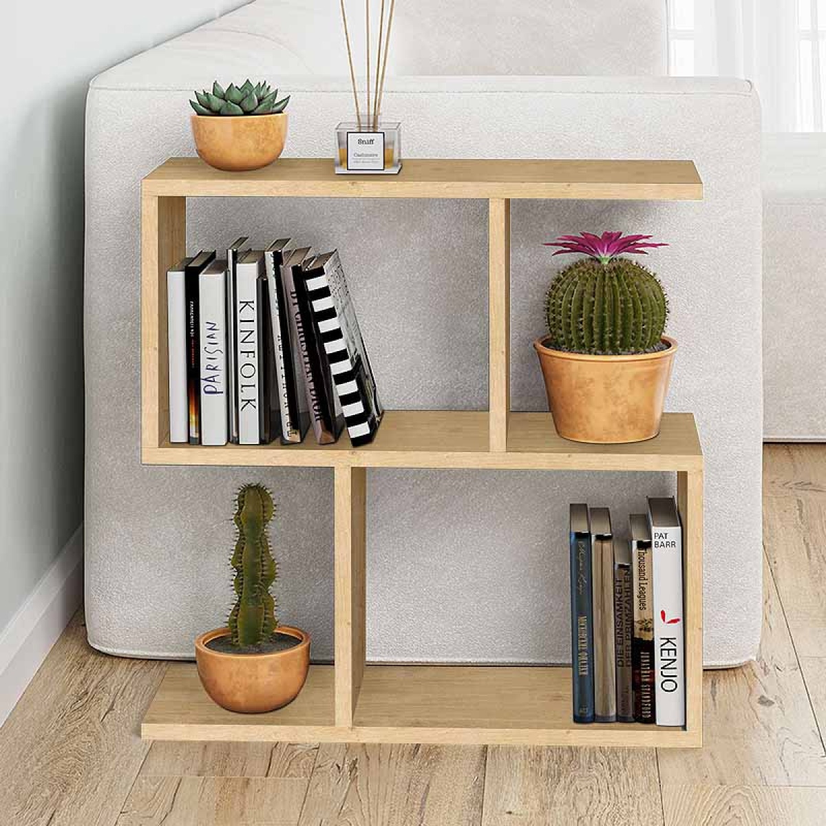 Βοηθητικό τραπεζάκι Homemania Megapap από μελαμίνη χρώμα φυσικό οξιάς 60x20x60εκ. - Image 2