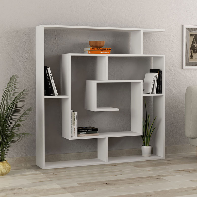 GP037-00222-0 Βιβλιοθήκη μελαμίνης Labirent Megapap χρώμα λευκό 125x22x129εκ. - Image 1