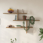 Ραφιέρα τοίχου Leo Megapap χρώμα ανοιχτό καφέ 123x22x80εκ. - Image 4