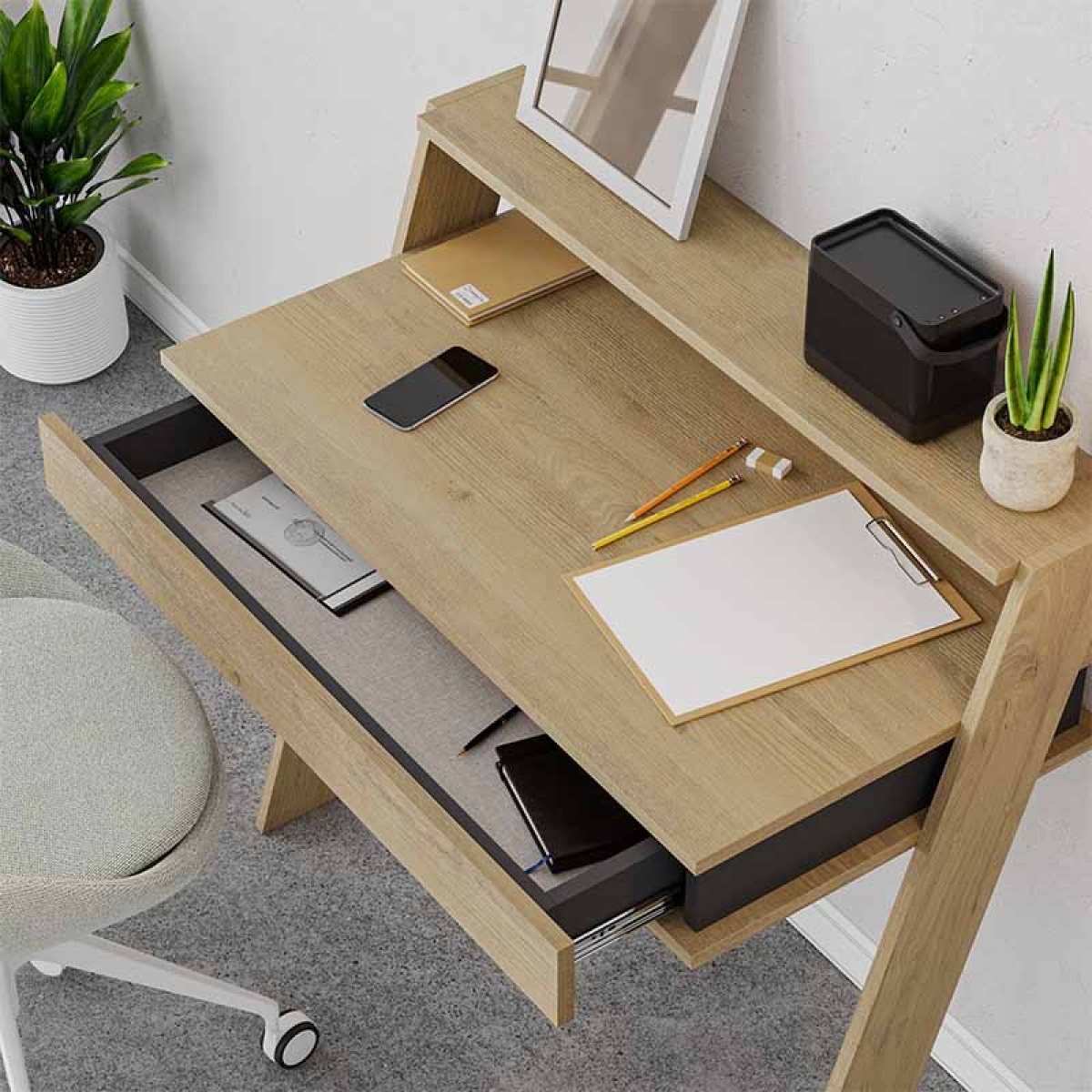 Γραφείο εργασίας Cowork Megapap από μελαμίνη χρώμα φυσικό οξιάς 94x50x91εκ. - Image 3