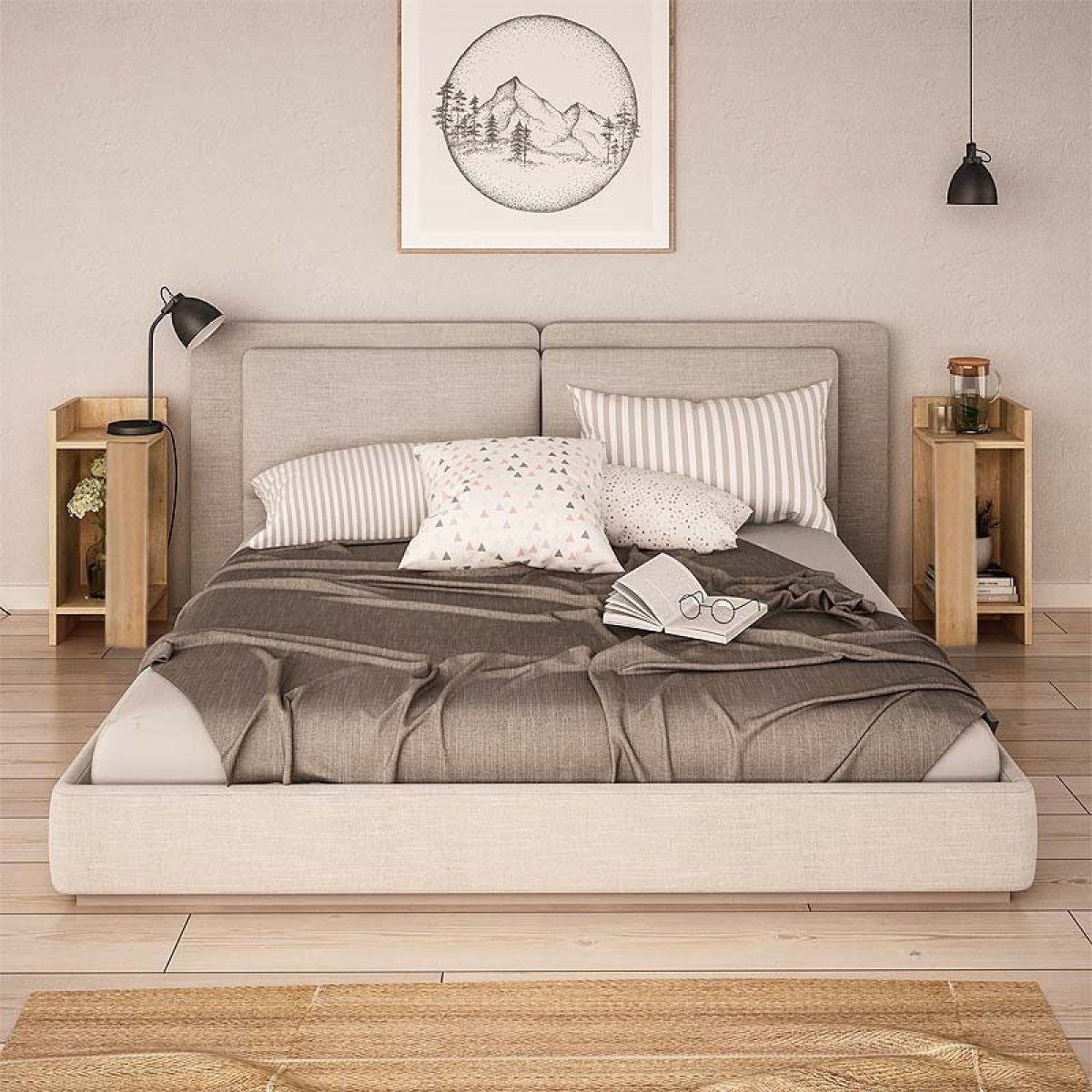 Κομοδίνο μελαμίνης Elos Megapap σετ 2 τεμαχίων χρώμα sapphire oak 25x27x60εκ. - Image 2