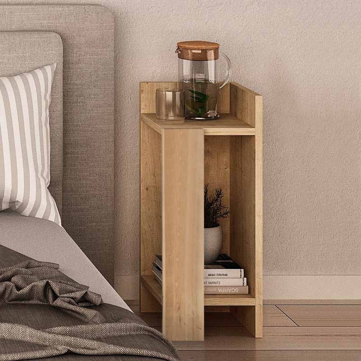 Κομοδίνο μελαμίνης Elos Megapap σετ 2 τεμαχίων χρώμα sapphire oak 25x27x60εκ. - Image 3