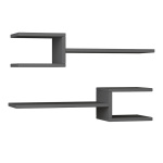 Ραφιέρα τοίχου Fork Megapap 2 τεμαχίων από μελαμίνη χρώμα ανθρακί 75x19,5x18εκ. - Image 2