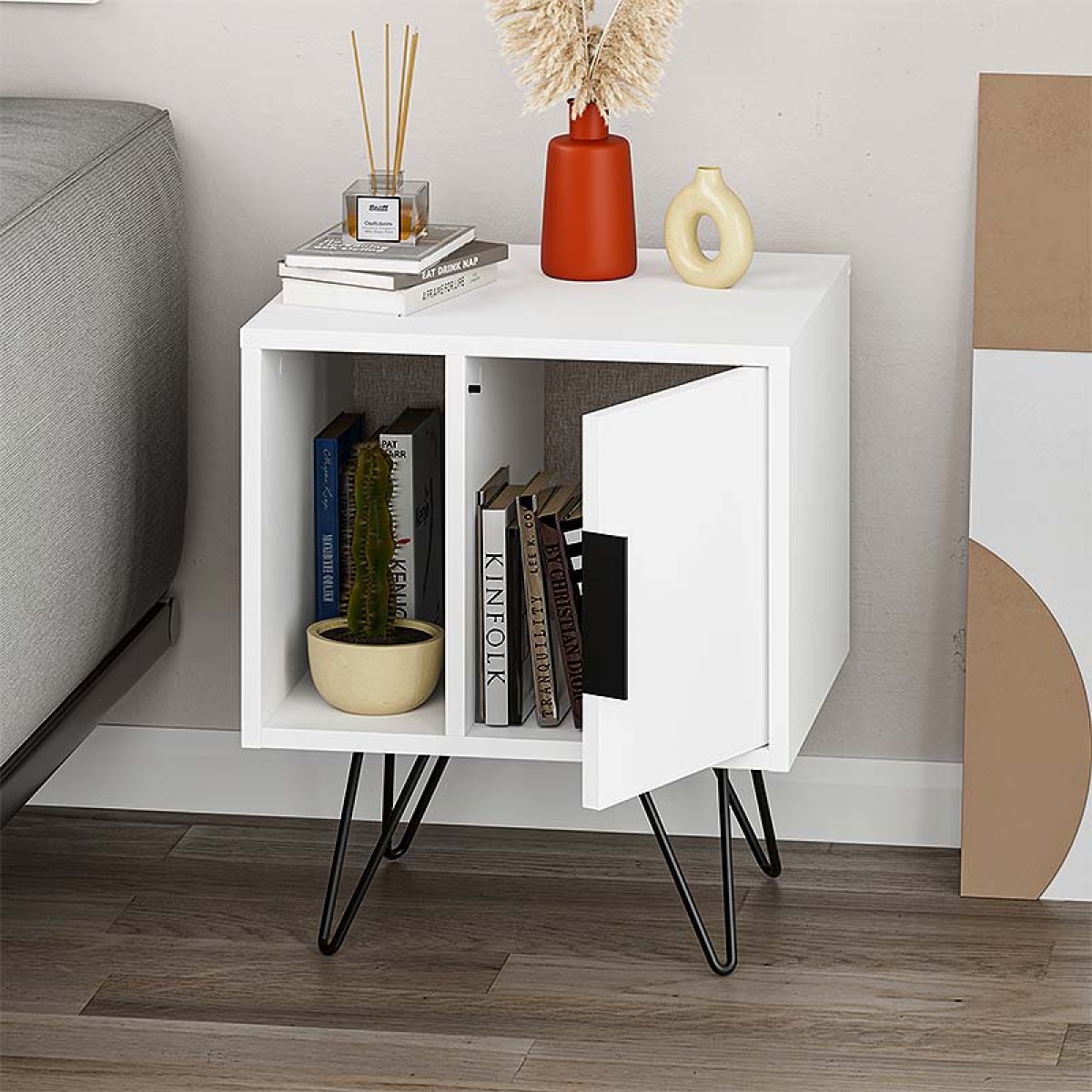 Κομοδίνο μελαμίνης Glynn Megapap χρώμα λευκό 50,2x44,6x60εκ. - Image 2