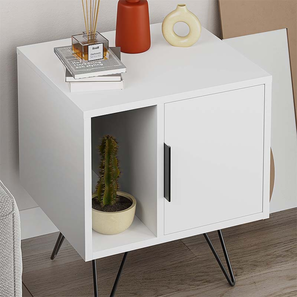 Κομοδίνο μελαμίνης Glynn Megapap χρώμα λευκό 50,2x44,6x60εκ. - Image 3