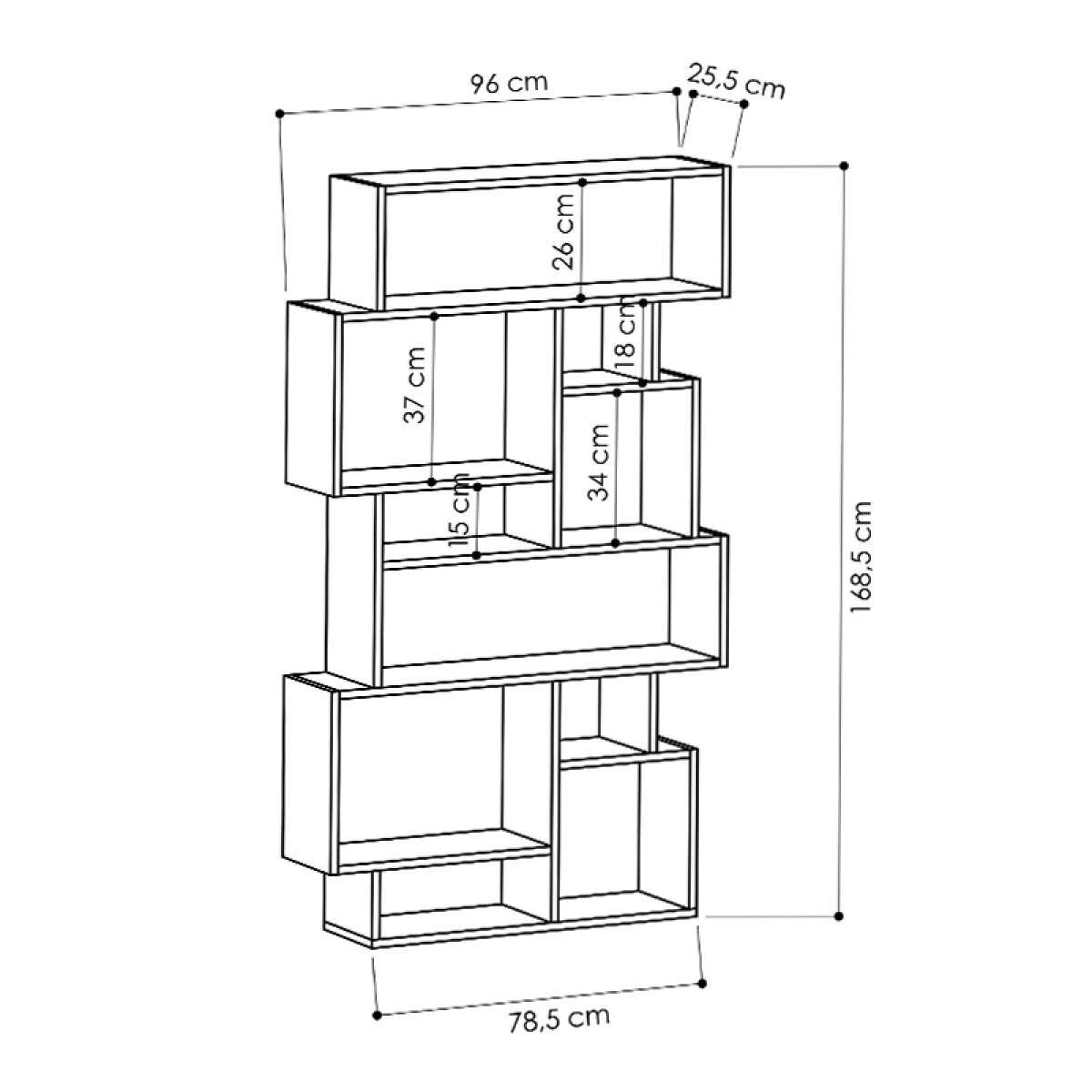 Βιβλιοθήκη μελαμίνης Karmato Megapap χρώμα λευκό 96x25,5x168,5εκ. - Image 3