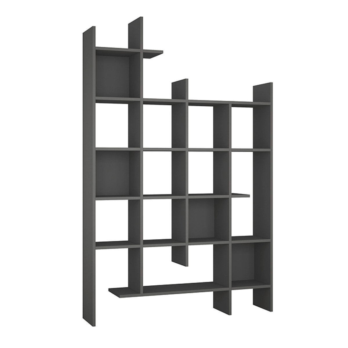 Βιβλιοθήκη μελαμίνης Manco Megapap χρώμα ανθρακί 122x25,5x188εκ. - Image 2