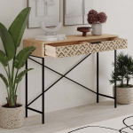 Κονσόλα Heaton Megapap μεταλλική - μελαμίνης χρώμα sapphire oak 110x35,6x90εκ. - Image 2