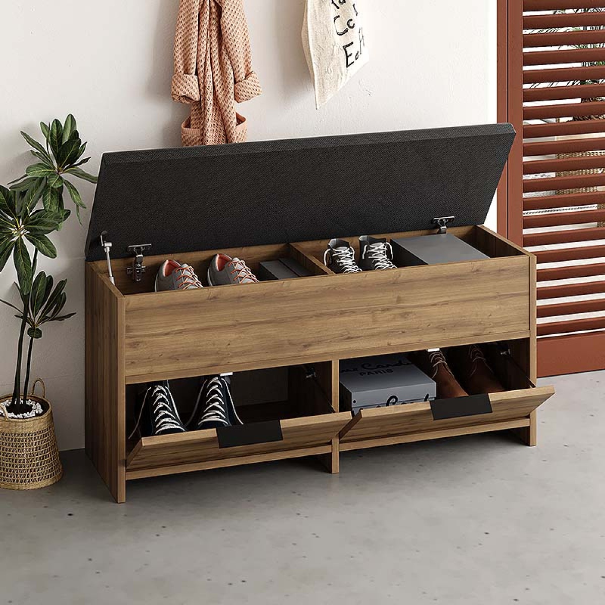 Παπουτσοθήκη Cove Megapap χρώμα ανοιχτό καφέ 106x34x51,5εκ. - Image 2