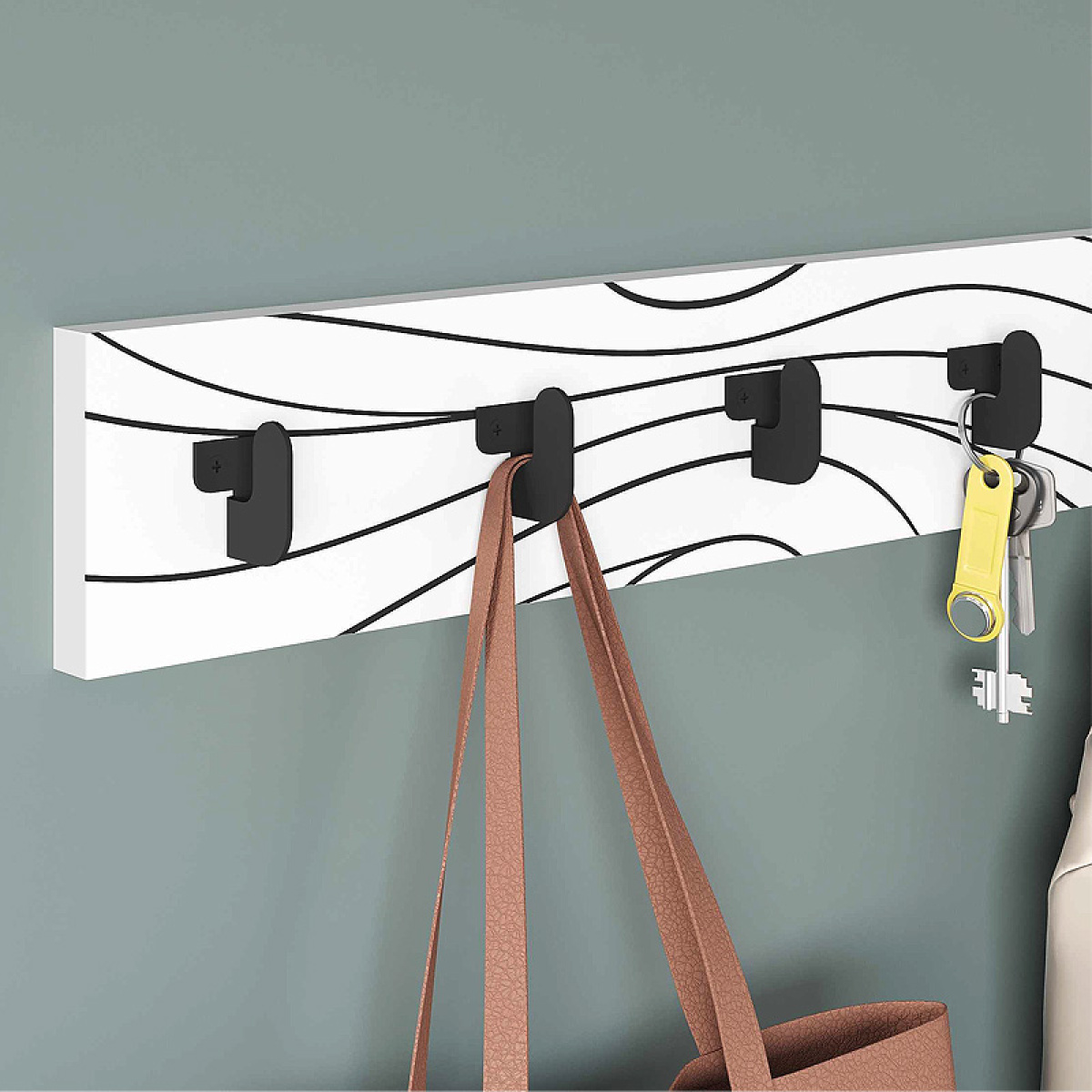 Κρεμάστρα τοίχου Flow Megapap χρώμα λευκό 63x1,8x9,8εκ. - Image 2