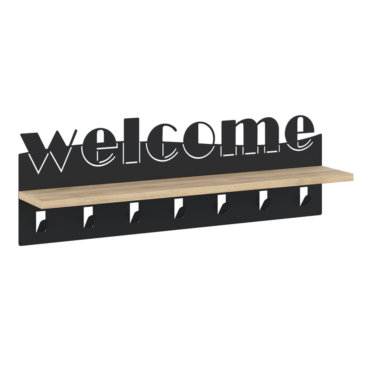 Κρεμάστρα τοίχου Welcome Megapap χρώμα μαύρο - sapphire oak 86x15,2x29εκ. - Image 4