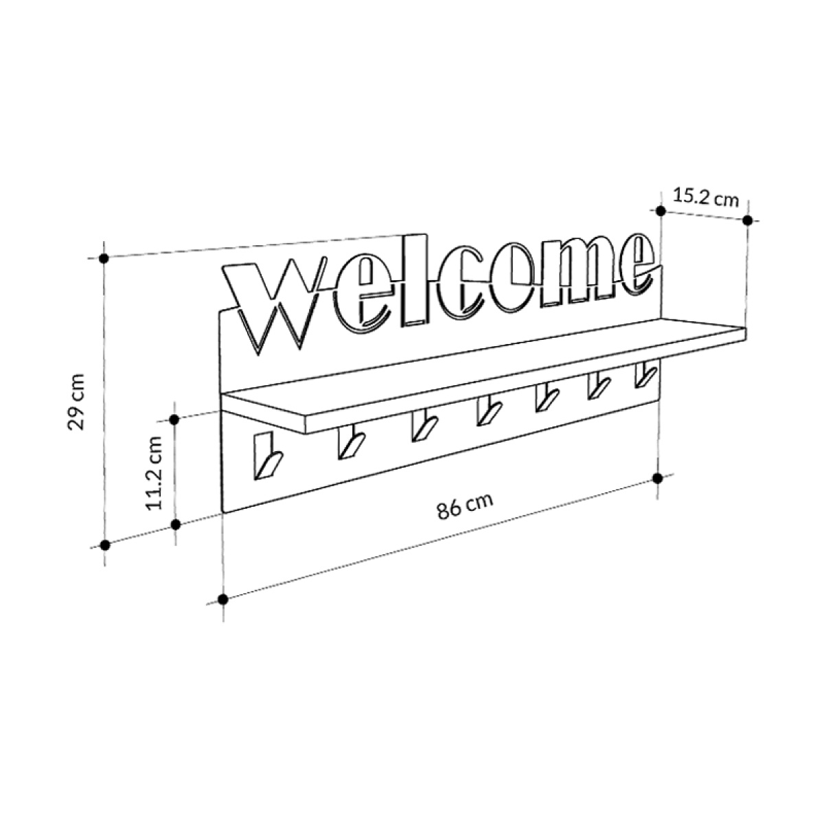 Κρεμάστρα τοίχου Welcome Megapap χρώμα μαύρο - sapphire oak 86x15,2x29εκ. - Image 5