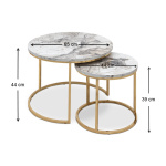 Τραπεζάκια σαλονιού Gary Megapap Mdf - μεταλλικό χρώμα μπεζ εφέ μαρμάρου - χρυσό 65x65x44εκ. - Image 4