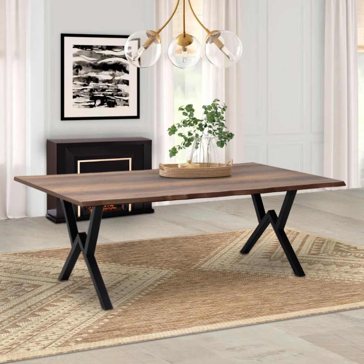 Τραπέζι Walter Megapap Mdf - μεταλλικό χρώμα καρυδί 200x100x75εκ. - Image 3