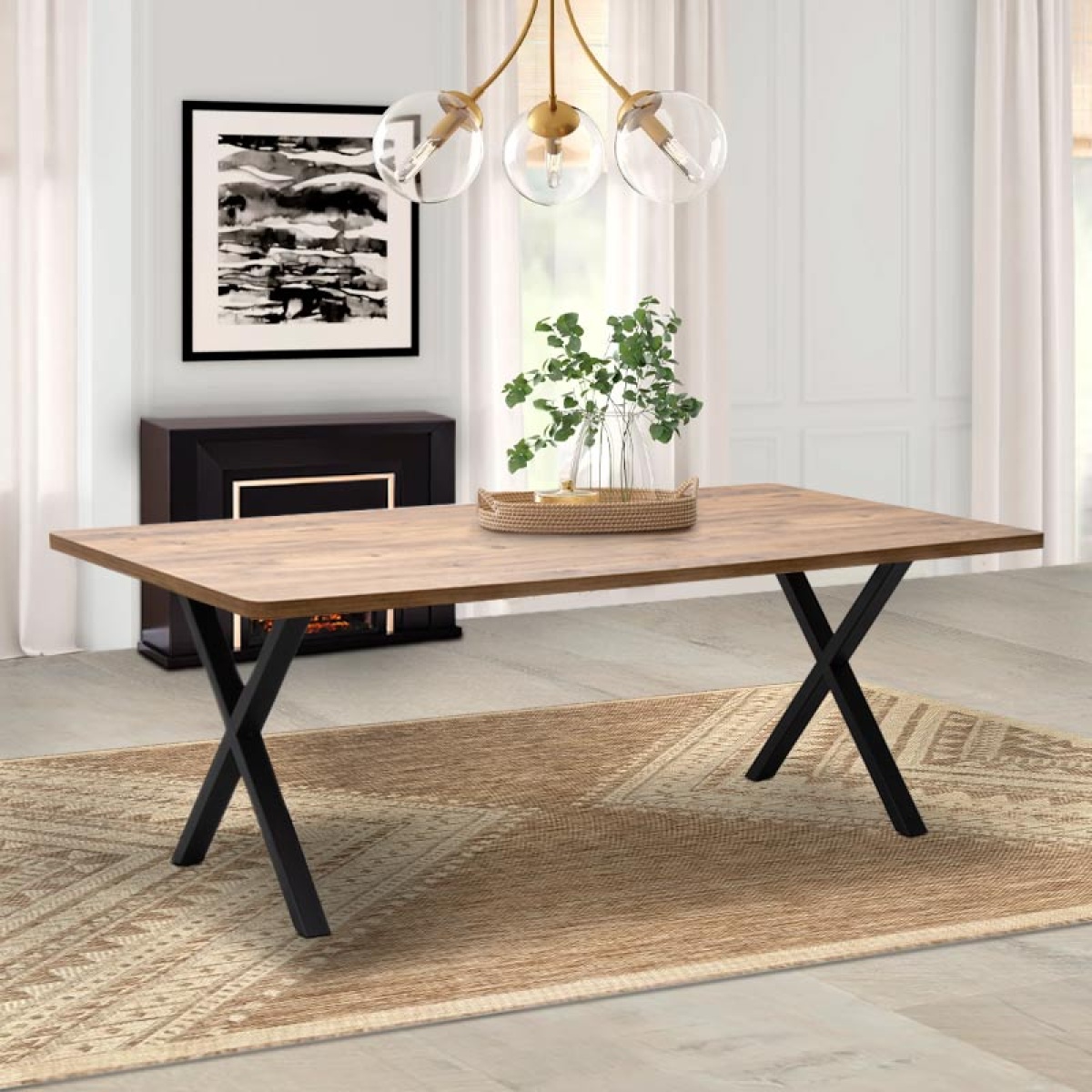 Τραπέζι Jeremy Megapap Mdf - μεταλλικό χρώμα ακακίας 200x100x75εκ. - Image 2