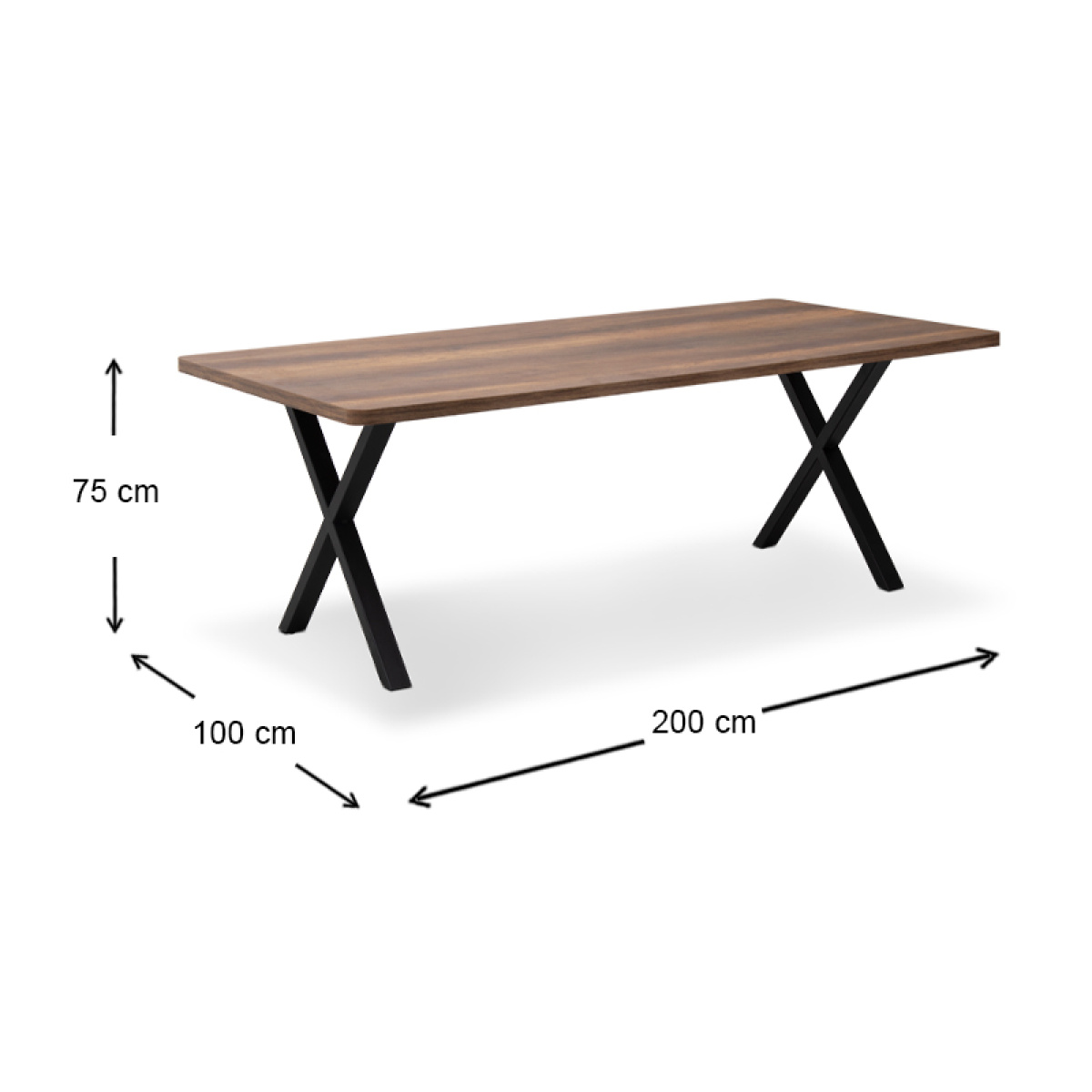 Τραπέζι Jeremy Megapap Mdf - μεταλλικό χρώμα καρυδί 200x100x75εκ. - Image 5