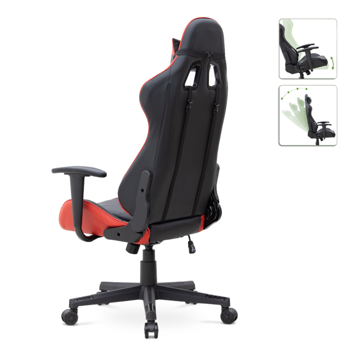 Καρέκλα γραφείου Gaming Alonso Megapap από τεχνόδερμα χρώμα κόκκινο - μαύρο 67x70x125/135 εκ. - Image 2