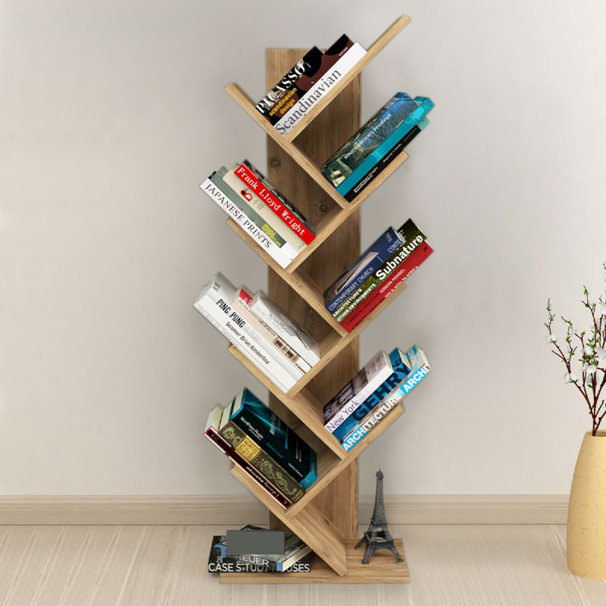 Βιβλιοθήκη μελαμίνης Milton Megapap χρώμα pine oak 44x22x121εκ. - Image 2
