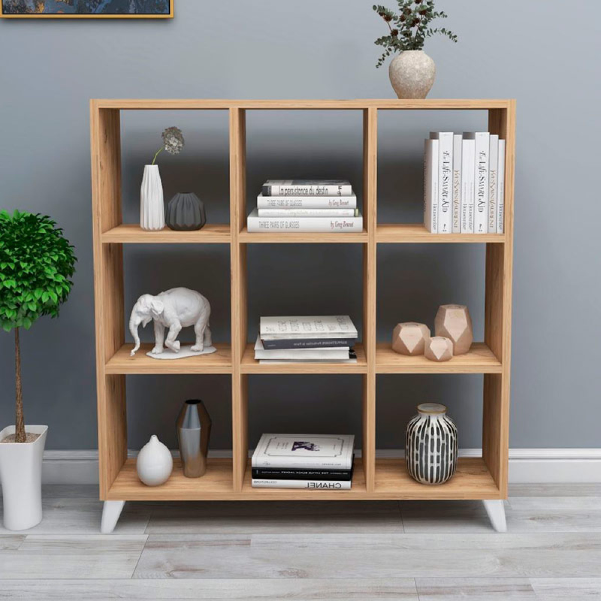 Βιβλιοθήκη μελαμίνης Saul Megapap χρώμα pine oak 88,2x20x88,2εκ. - Image 3