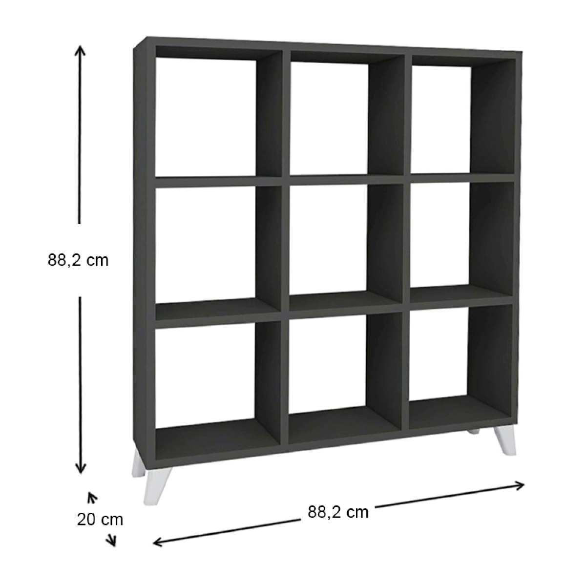 Βιβλιοθήκη μελαμίνης Saul Megapap χρώμα ανθρακί 88,2x20x88,2εκ. - Image 5