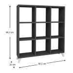 Βιβλιοθήκη μελαμίνης Saul Megapap χρώμα ανθρακί 88,2x20x88,2εκ. - Image 5