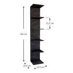 Βιβλιοθήκη - Ραφιέρα τοίχου μελαμίνης Ogden Megapap χρώμα μαύρο εφέ μαρμάρου 34,5x30x180εκ. - Image 5