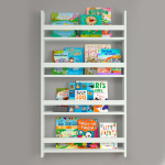 Επιτοίχια βιβλιοθήκη - ραφιέρα Montessori Megapap από μελαμίνη χρώμα λευκό 70x10x120εκ. - Image 3