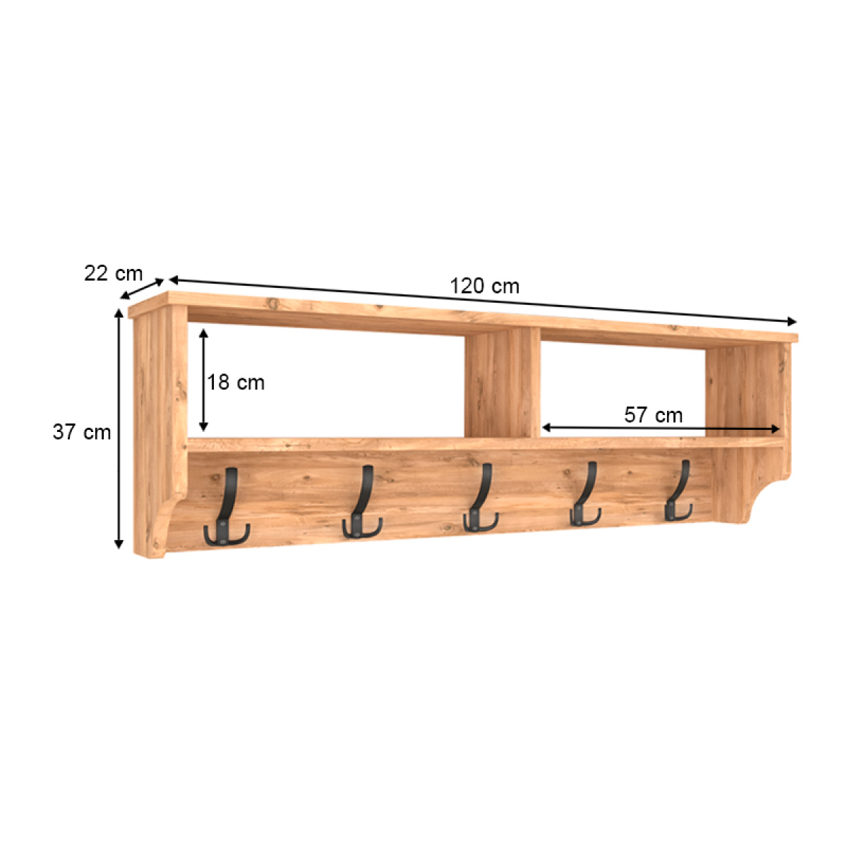 Κρεμάστρα τοίχου Ottila Megapap από μελαμίνη χρώμα pine oak 120x22x37εκ. - Image 3