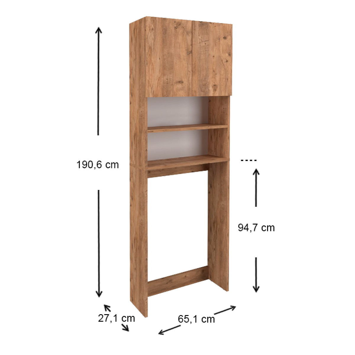 Έπιπλο πλυντηρίου Ramsey Megapap από μελαμίνη χρώμα pine oak 65x27x190,6εκ. - Image 4