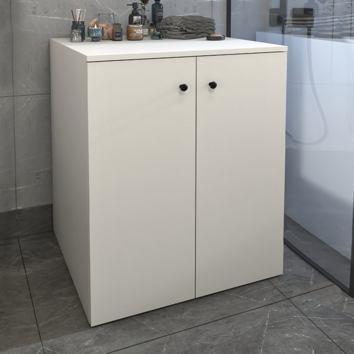 Έπιπλο πλυντηρίου Gray Megapap από μελαμίνη χρώμα λευκό 70x66x90εκ. - Image 2