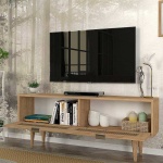 Έπιπλο τηλεόρασης Sirona Megapap από μελαμίνη χρώμα sapphire oak 140x30x55εκ. - Image 2