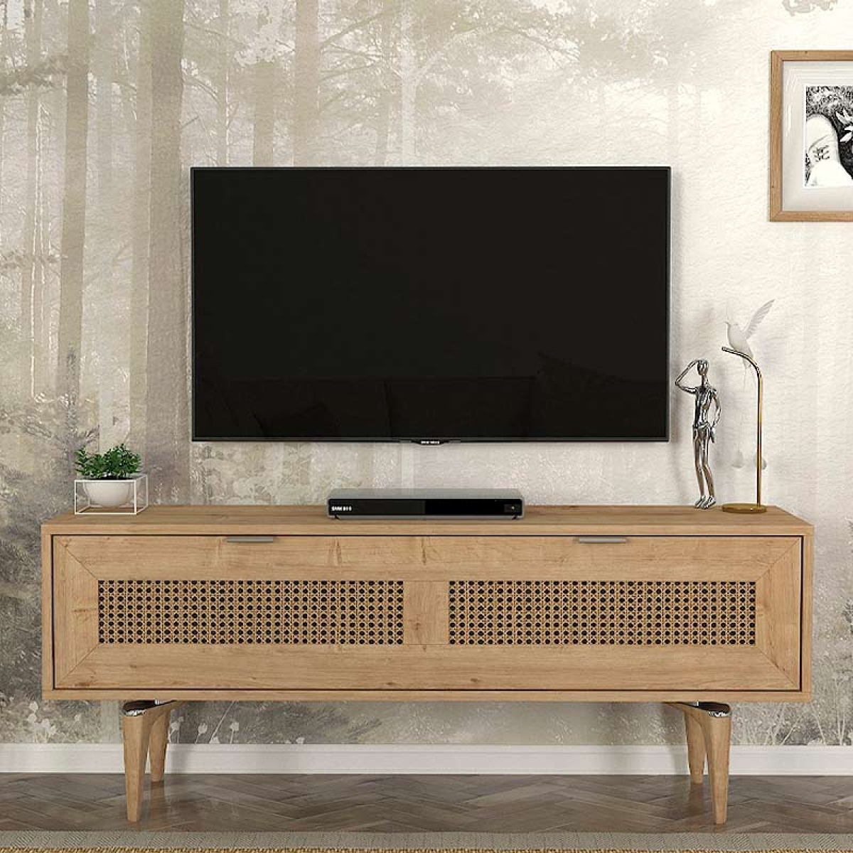 Έπιπλο τηλεόρασης Sirona Megapap από μελαμίνη χρώμα sapphire oak 140x30x55εκ. - Image 3